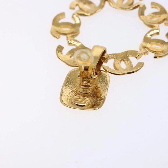 CHANEL COCO Mark Earring Metal Gold CC Auth 135951V - Picture 7 of 10